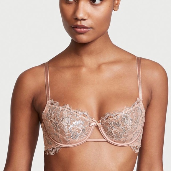 Victoria’s Secret Allure Shine Evening Blush Bra /Garter/Cheekini Set NWT 38DDD - Picture 9 of 14